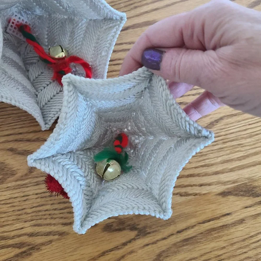 Vintage Plastic Canvas Silver Bells Holiday Hang-Up Mobile Ornament Decoration